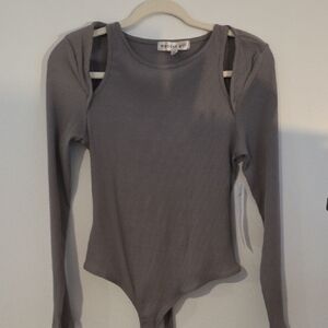 Madden Girl Charcoal Ribbed Bodysuit